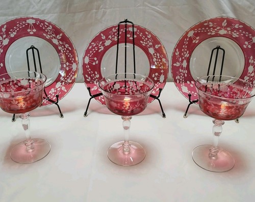 Set antique cranberry - of, 3